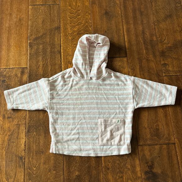 Easy Peasy Girls 3-6 Month Hoodie Shirt Top Pink Striped Rayon - Picture 1 of 4
